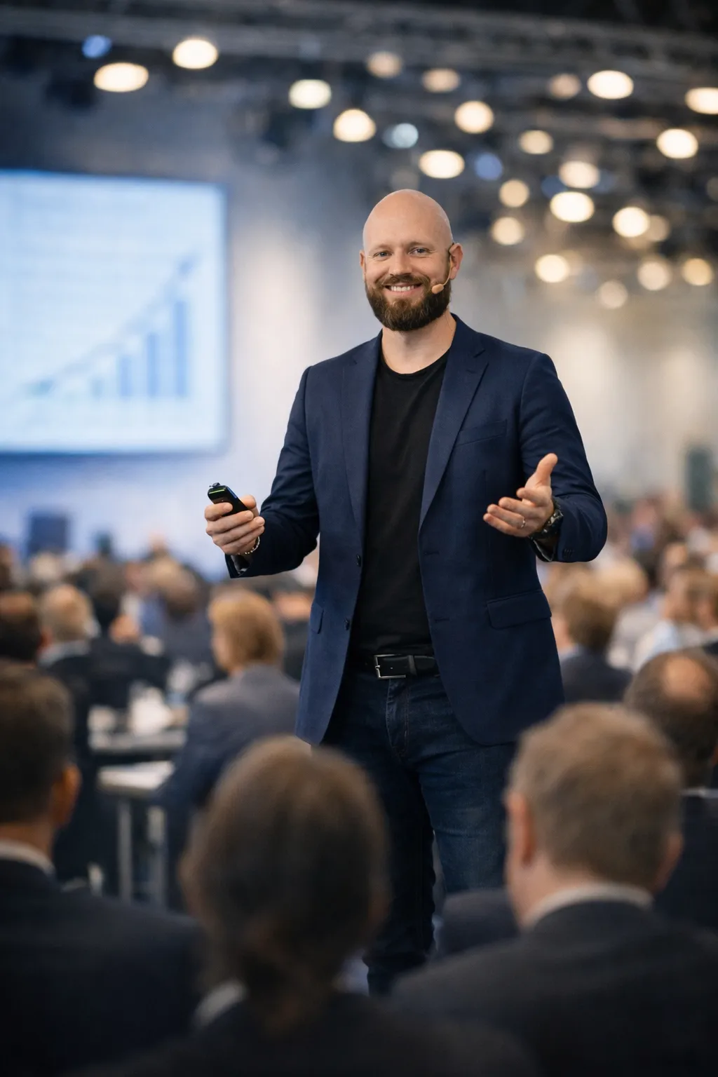 Benedict Neuner auf der Bühne – Präsentationstraining